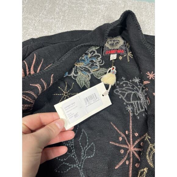JOHNNY WAS BIYA EMBROIDERED BLACK ESMERALDA SWEATER SIZE M NEW - Picture 4 of 8
